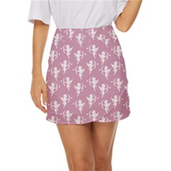 Cupid Pattern Mini Front Wrap Skirt by Valentinaart