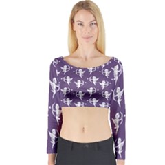 Cupid Pattern Long Sleeve Crop Top by Valentinaart