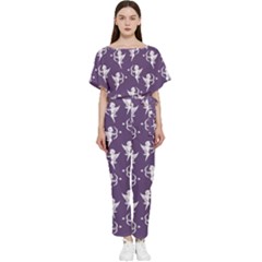 Cupid Pattern Batwing Lightweight Chiffon Jumpsuit