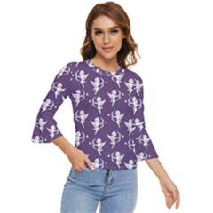 Cupid Pattern Bell Sleeve Top