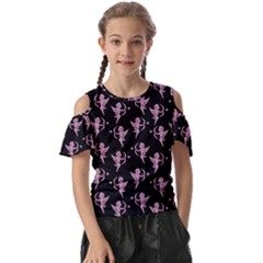 Cupid Pattern Kids  Butterfly Cutout Tee by Valentinaart