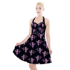 Cupid Pattern Halter Party Swing Dress  by Valentinaart