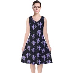 Cupid Pattern V-neck Midi Sleeveless Dress  by Valentinaart