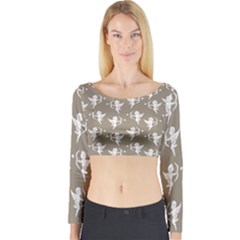 Cupid Pattern Long Sleeve Crop Top