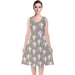 Cupid Pattern V-neck Midi Sleeveless Dress  by Valentinaart