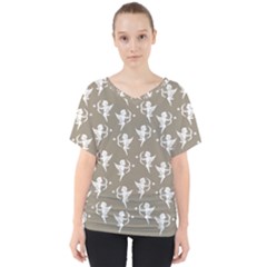 Cupid Pattern V-neck Dolman Drape Top by Valentinaart