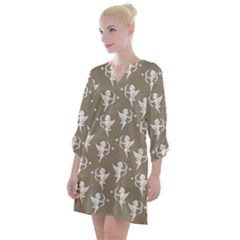 Cupid Pattern Open Neck Shift Dress by Valentinaart