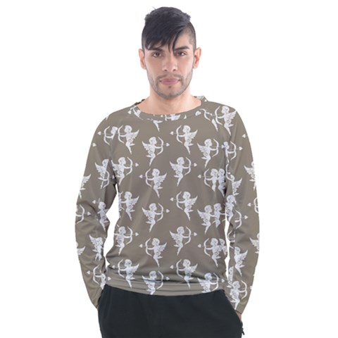 Cupid Pattern Men s Long Sleeve Raglan Tee by Valentinaart