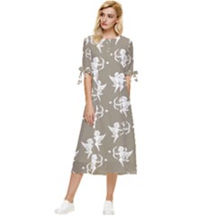 Cupid Pattern Bow Sleeve Chiffon Midi Dress by Valentinaart