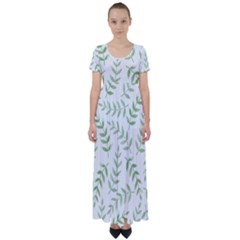 Tropical Pattern High Waist Short Sleeve Maxi Dress