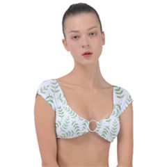 Tropical Pattern Cap Sleeve Ring Bikini Top by Valentinaart