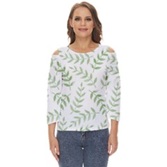 Tropical Pattern Cut Out Wide Sleeve Top