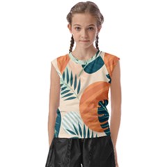 Tropical Pattern Kids  Raglan Cap Sleeve Tee