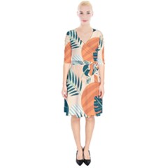 Tropical Pattern Wrap Up Cocktail Dress