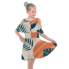 Tropical Pattern Kids  Shoulder Cutout Chiffon Dress by Valentinaart