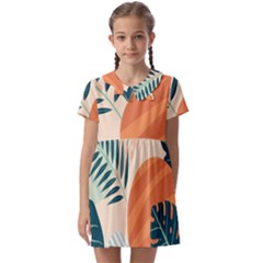 Tropical Pattern Kids  Asymmetric Collar Dress