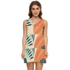 Tropical Pattern Tiered Sleeveless Mini Dress