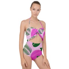 Tropical Pattern Scallop Top Cut Out Swimsuit by Valentinaart