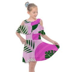 Tropical Pattern Kids  Shoulder Cutout Chiffon Dress by Valentinaart