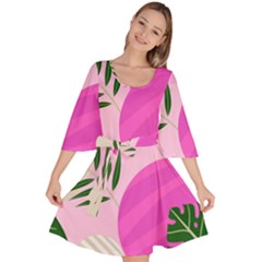 Tropical Pattern Velour Kimono Dress