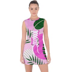 Tropical Pattern Lace Up Front Bodycon Dress by Valentinaart