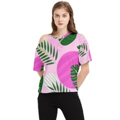 Tropical Pattern One Shoulder Cut Out Tee