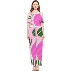 Tropical Pattern Draped Sleeveless Chiffon Jumpsuit