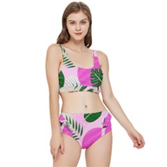 Tropical Pattern Frilly Bikini Set