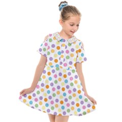 Dot Pattern Kids  Short Sleeve Shirt Dress by Valentinaart