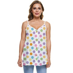 Dot Pattern Casual Spaghetti Strap Chiffon Top