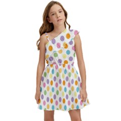 Dot Pattern Kids  One Shoulder Party Dress