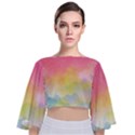 Sunset Tie Back Butterfly Sleeve Chiffon Top View1