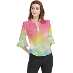 Sunset Loose Horn Sleeve Chiffon Blouse