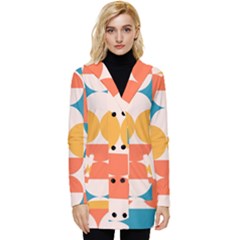 Geometric Pattern Button Up Hooded Coat  by Valentinaart