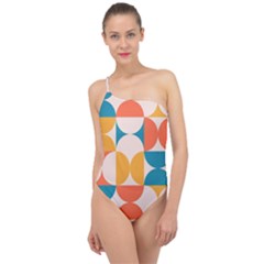 Geometric Pattern Classic One Shoulder Swimsuit by Valentinaart