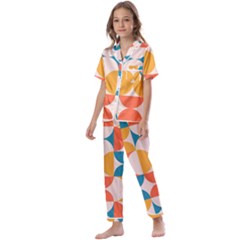 Geometric Pattern Kids  Satin Short Sleeve Pajamas Set by Valentinaart