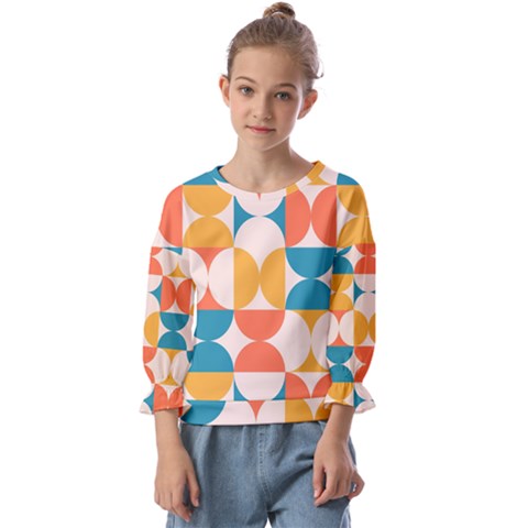 Geometric Pattern Kids  Cuff Sleeve Top by Valentinaart