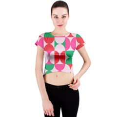 Geometric Pattern Crew Neck Crop Top