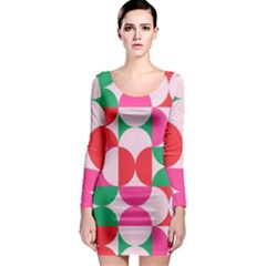 Geometric Pattern Long Sleeve Bodycon Dress