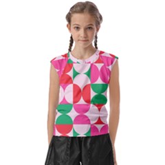 Geometric Pattern Kids  Raglan Cap Sleeve Tee