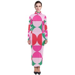 Geometric Pattern Turtleneck Maxi Dress