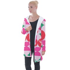 Geometric Pattern Longline Hooded Cardigan