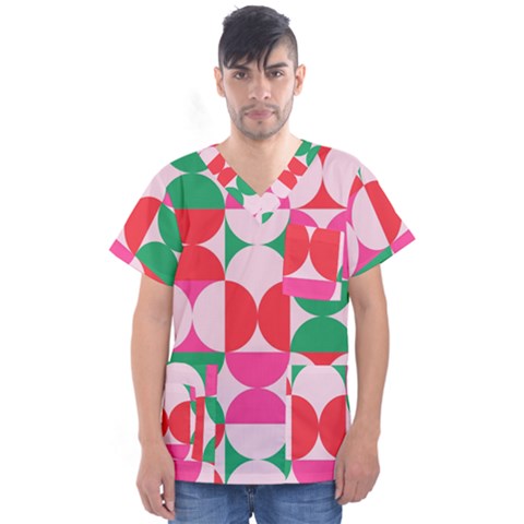 Geometric Pattern Men s V-neck Scrub Top by Valentinaart