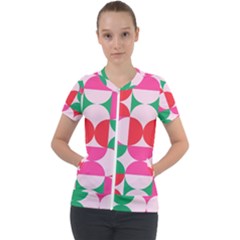 Geometric Pattern Short Sleeve Zip Up Jacket by Valentinaart