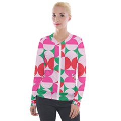 Geometric Pattern Velvet Zip Up Jacket by Valentinaart