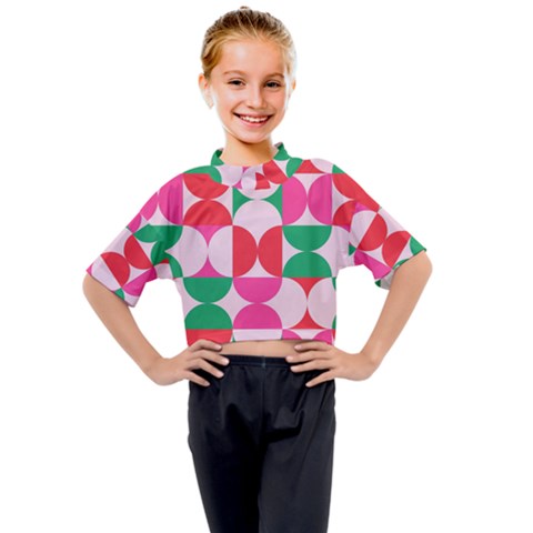 Geometric Pattern Kids Mock Neck Tee by Valentinaart