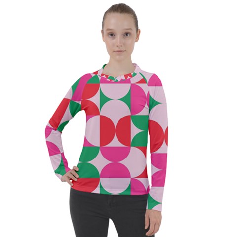 Geometric Pattern Women s Pique Long Sleeve Tee by Valentinaart