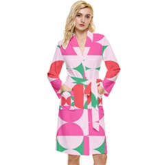 Geometric Pattern Long Sleeve Velour Robe