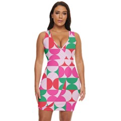 Geometric Pattern Draped Bodycon Dress