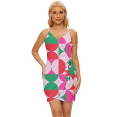 Geometric Pattern Wrap Tie Front Dress